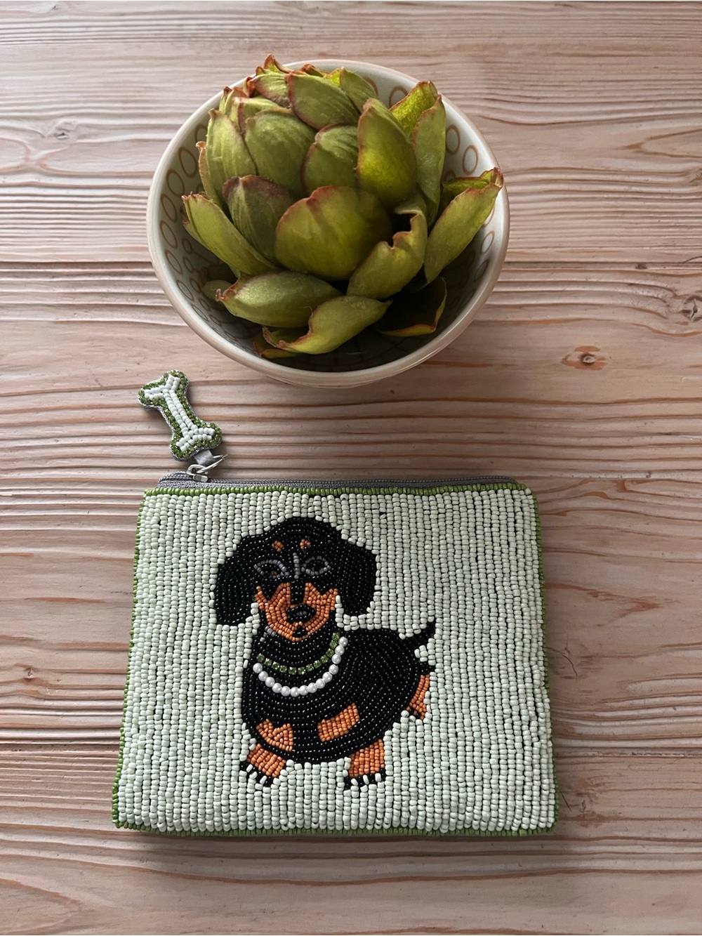 Oversized Beaded Dachshund Pouch — Fits Cards, Cash & Keys | Giftable Catch-All